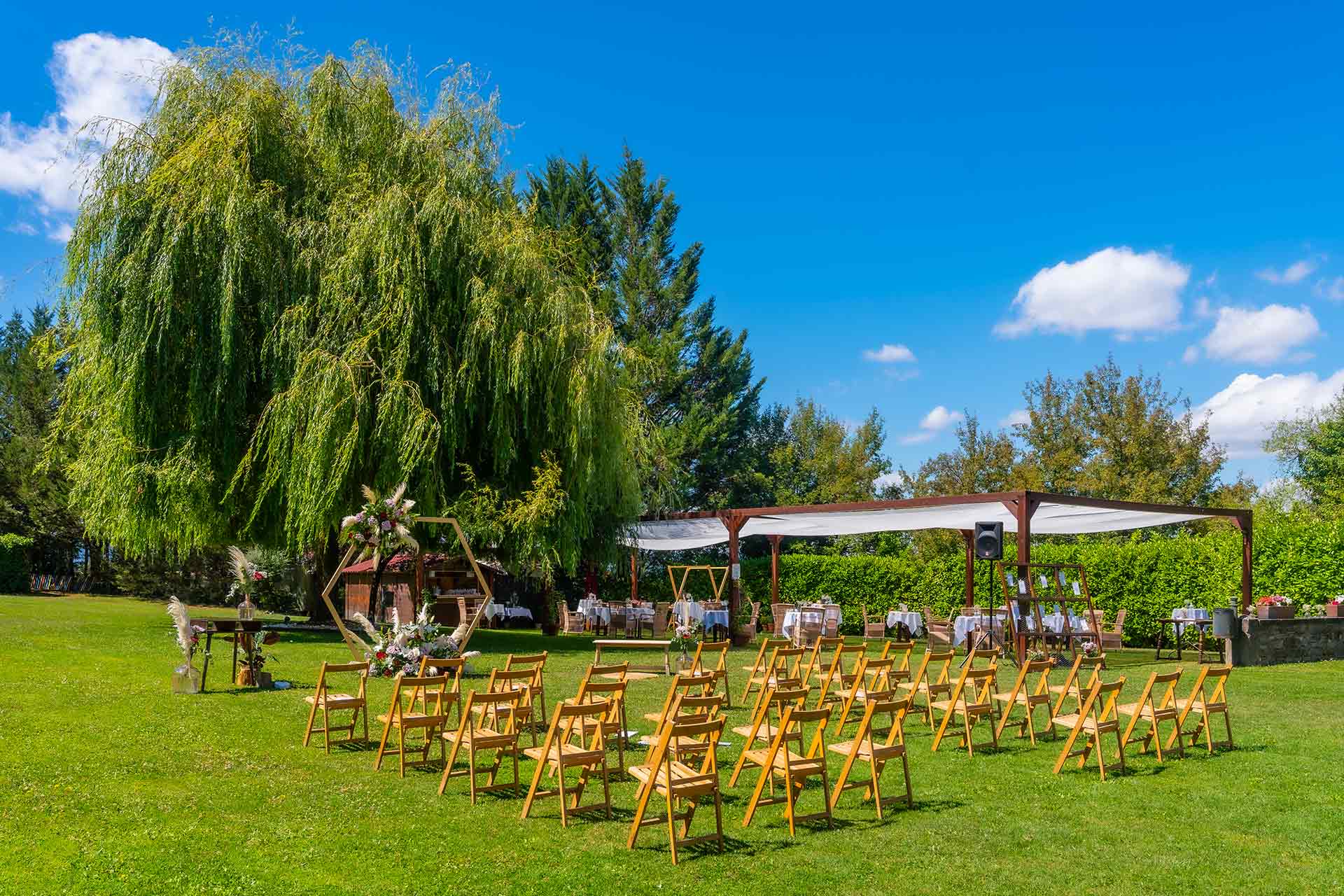 chairs prepared for the ceremony before the guests 2023 12 28 19 20 19 utc